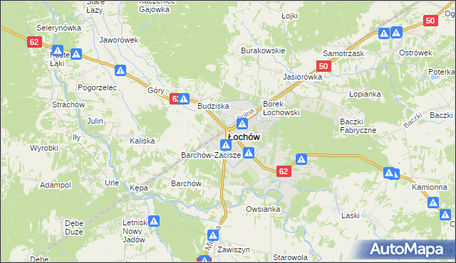 mapa Łochów powiat węgrowski, Łochów powiat węgrowski na mapie Targeo