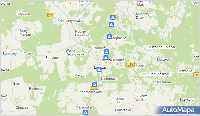 mapa Łowcza-Kolonia, Łowcza-Kolonia na mapie Targeo