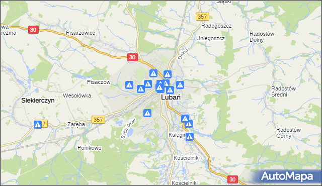 mapa Lubań, Lubań na mapie Targeo