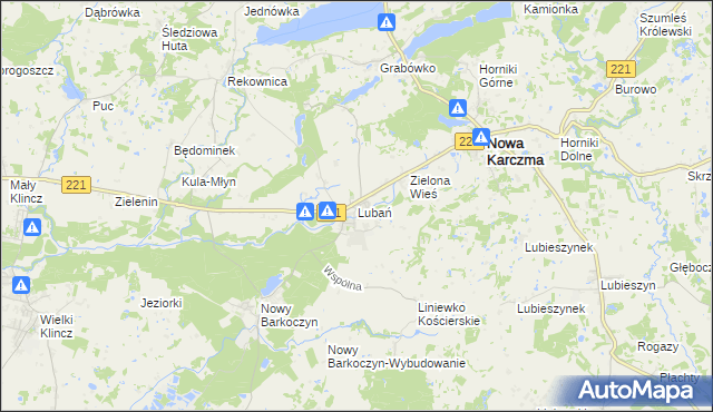 mapa Lubań gmina Nowa Karczma, Lubań gmina Nowa Karczma na mapie Targeo