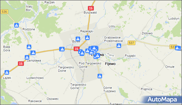 mapa Lubawa, Lubawa na mapie Targeo