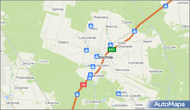 mapa Lubochnia powiat tomaszowski, Lubochnia powiat tomaszowski na mapie Targeo