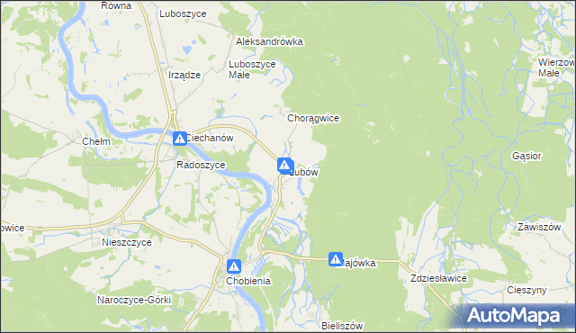 mapa Lubów gmina Jemielno, Lubów gmina Jemielno na mapie Targeo