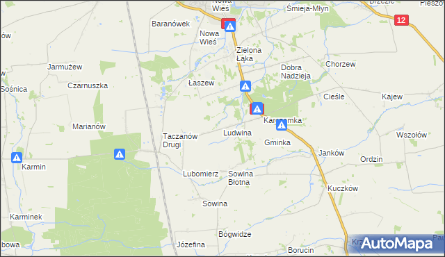 mapa Ludwina gmina Pleszew, Ludwina gmina Pleszew na mapie Targeo