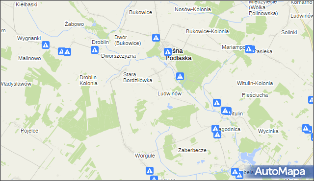 mapa Ludwinów gmina Leśna Podlaska, Ludwinów gmina Leśna Podlaska na mapie Targeo