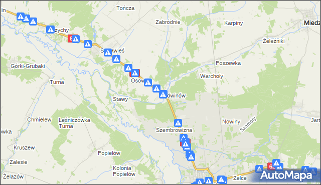 mapa Ludwinów gmina Liw, Ludwinów gmina Liw na mapie Targeo