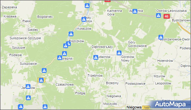 mapa Ludwinów gmina Niegowa, Ludwinów gmina Niegowa na mapie Targeo