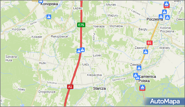 mapa Łysiec, Łysiec na mapie Targeo
