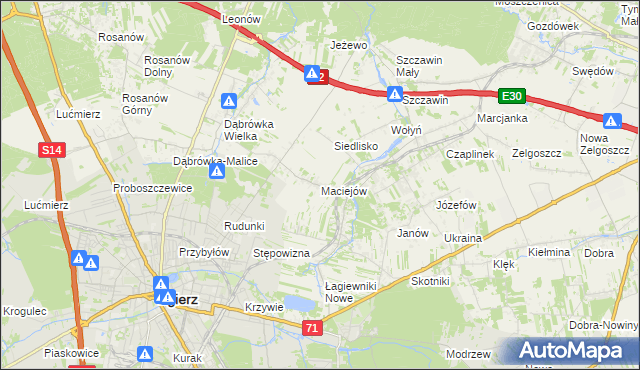 mapa Maciejów gmina Zgierz, Maciejów gmina Zgierz na mapie Targeo