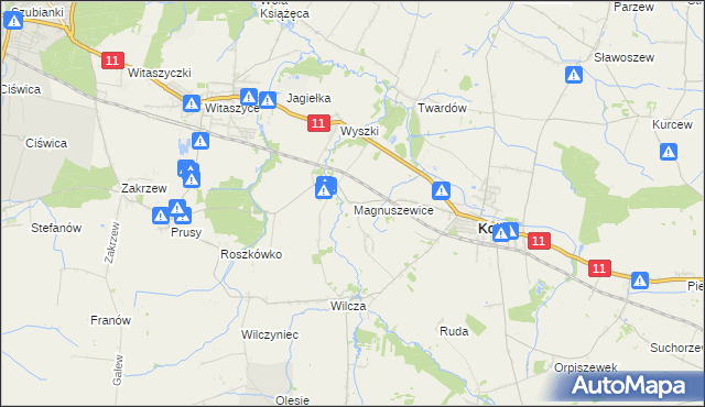 mapa Magnuszewice, Magnuszewice na mapie Targeo