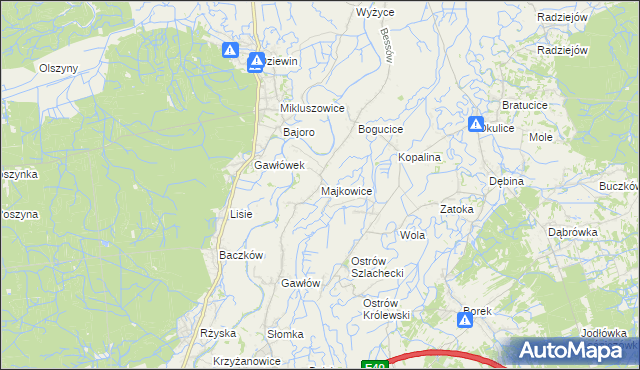 mapa Majkowice gmina Bochnia, Majkowice gmina Bochnia na mapie Targeo