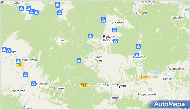 mapa Mała Wieś gmina Żytno, Mała Wieś gmina Żytno na mapie Targeo