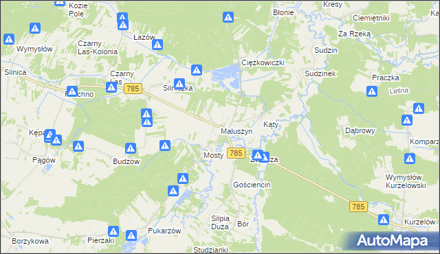 mapa Maluszyn gmina Żytno, Maluszyn gmina Żytno na mapie Targeo