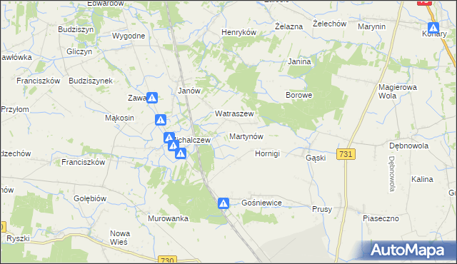 mapa Martynów gmina Chynów, Martynów gmina Chynów na mapie Targeo