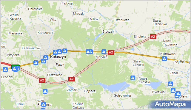 mapa Marysin gmina Kałuszyn, Marysin gmina Kałuszyn na mapie Targeo