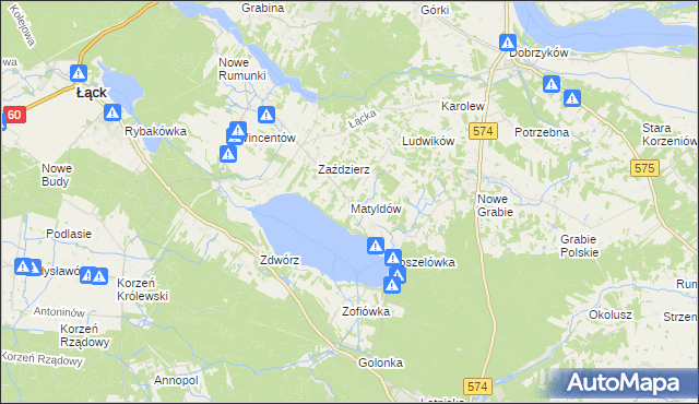 mapa Matyldów gmina Łąck, Matyldów gmina Łąck na mapie Targeo