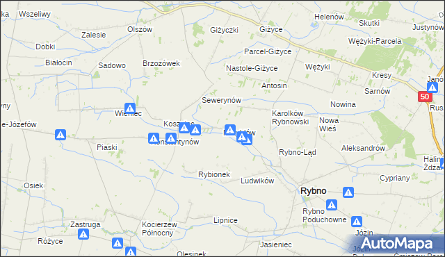 mapa Matyldów gmina Rybno, Matyldów gmina Rybno na mapie Targeo