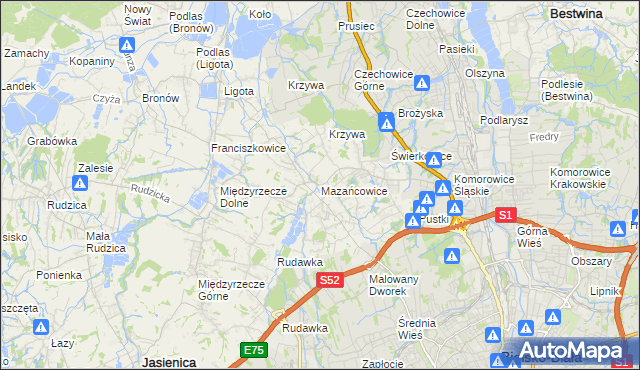 mapa Mazańcowice, Mazańcowice na mapie Targeo