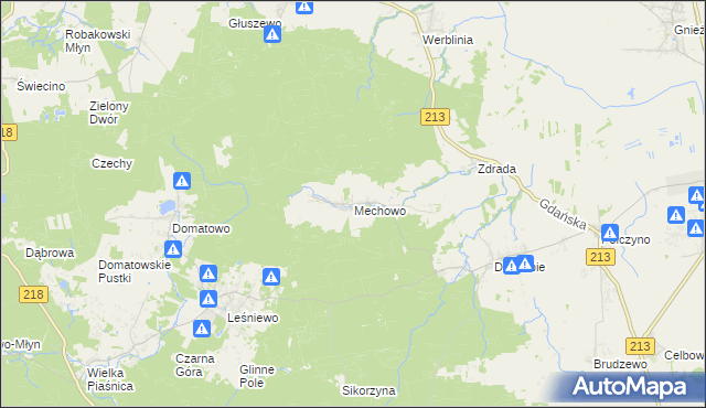 mapa Mechowo gmina Puck, Mechowo gmina Puck na mapie Targeo