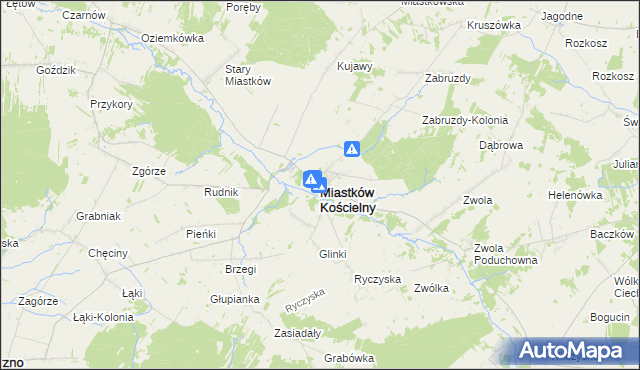 mapa Miastków Kościelny, Miastków Kościelny na mapie Targeo