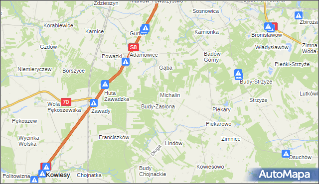 mapa Michalin gmina Mszczonów, Michalin gmina Mszczonów na mapie Targeo
