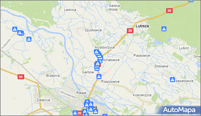 mapa Michałowice gmina Lubsza, Michałowice gmina Lubsza na mapie Targeo