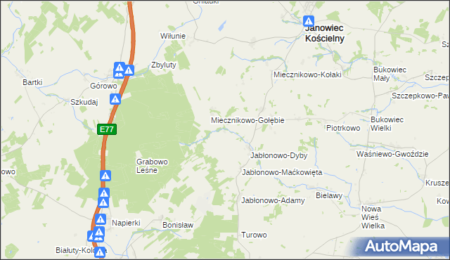 mapa Miecznikowo-Miąchy, Miecznikowo-Miąchy na mapie Targeo