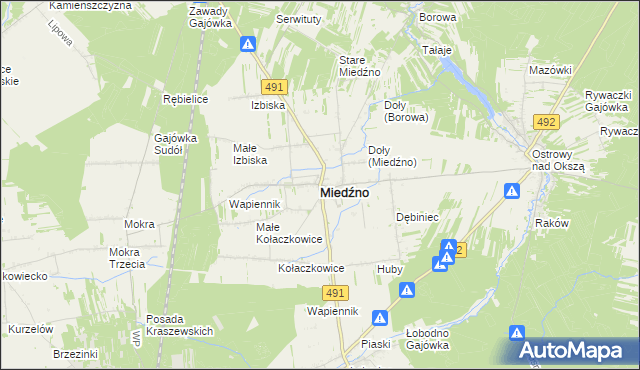 mapa Miedźno powiat kłobucki, Miedźno powiat kłobucki na mapie Targeo