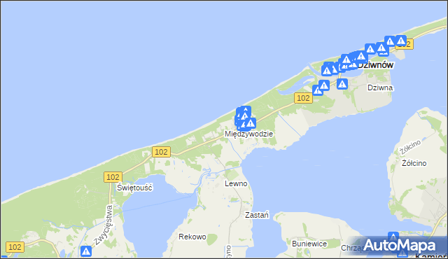 mapa Międzywodzie, Międzywodzie na mapie Targeo