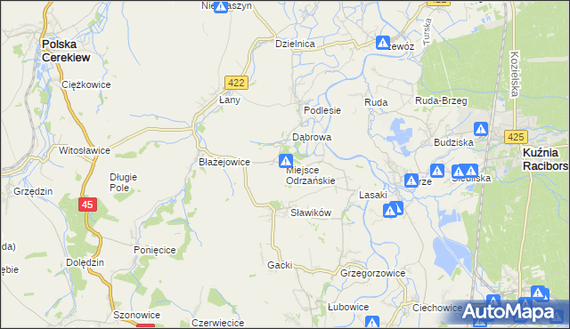 mapa Miejsce Odrzańskie, Miejsce Odrzańskie na mapie Targeo