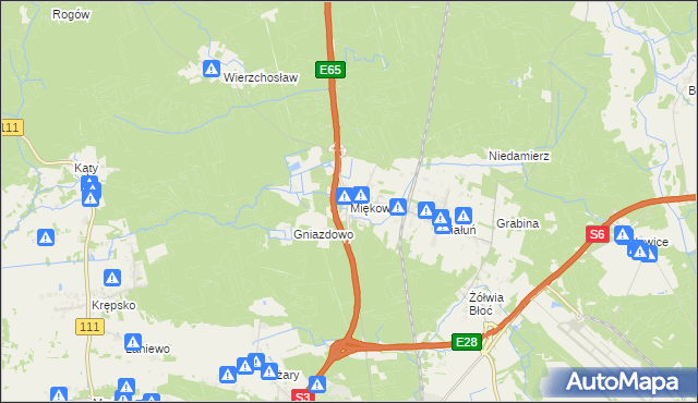 mapa Miękowo gmina Goleniów, Miękowo gmina Goleniów na mapie Targeo
