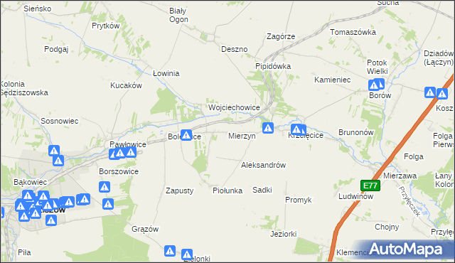 mapa Mierzyn gmina Sędziszów, Mierzyn gmina Sędziszów na mapie Targeo