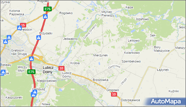 mapa Mierzynek gmina Lubicz, Mierzynek gmina Lubicz na mapie Targeo