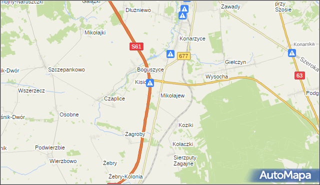 mapa Mikołajew gmina Łomża, Mikołajew gmina Łomża na mapie Targeo