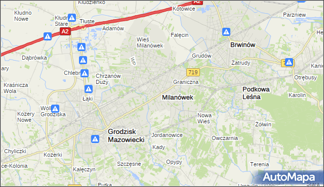 mapa Milanówek, Milanówek na mapie Targeo
