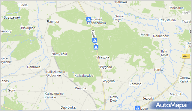 mapa Miłaszka, Miłaszka na mapie Targeo