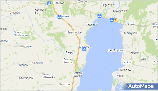 mapa Miłkowice gmina Dobra, Miłkowice gmina Dobra na mapie Targeo
