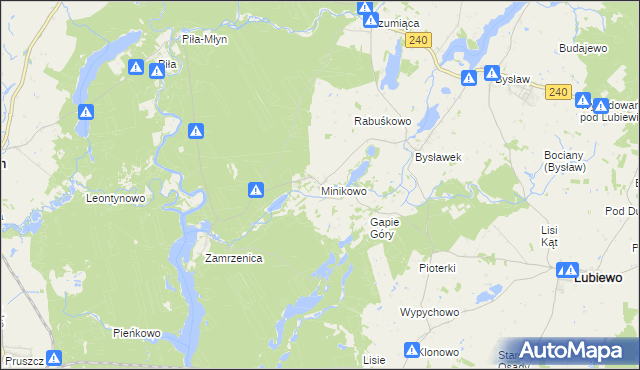 mapa Minikowo gmina Lubiewo, Minikowo gmina Lubiewo na mapie Targeo