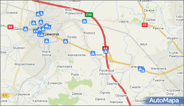 mapa Mirocin, Mirocin na mapie Targeo