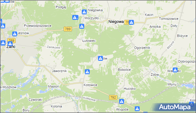 mapa Mirów gmina Niegowa, Mirów gmina Niegowa na mapie Targeo