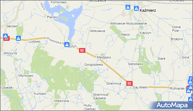 mapa Młodasko, Młodasko na mapie Targeo