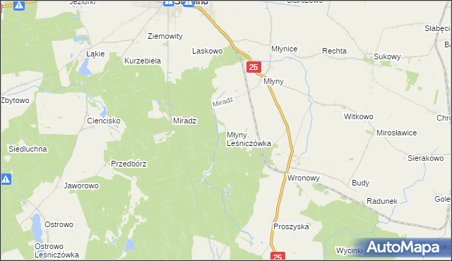 mapa Młyny Leśniczówka, Młyny Leśniczówka na mapie Targeo