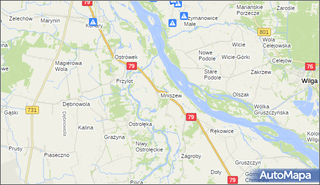 mapa Mniszew gmina Magnuszew, Mniszew gmina Magnuszew na mapie Targeo