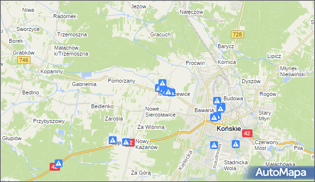 mapa Modliszewice, Modliszewice na mapie Targeo