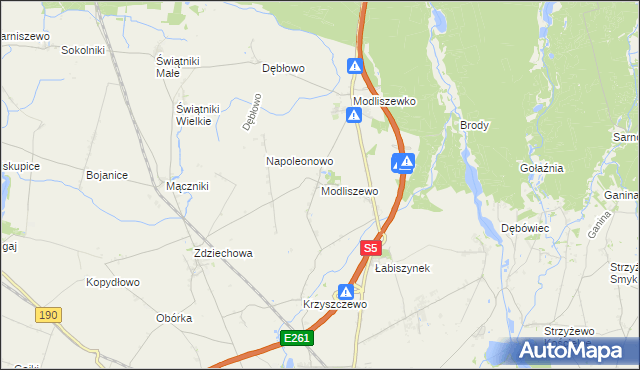 mapa Modliszewo, Modliszewo na mapie Targeo