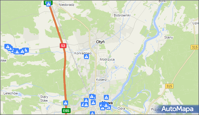 mapa Modrzyca, Modrzyca na mapie Targeo