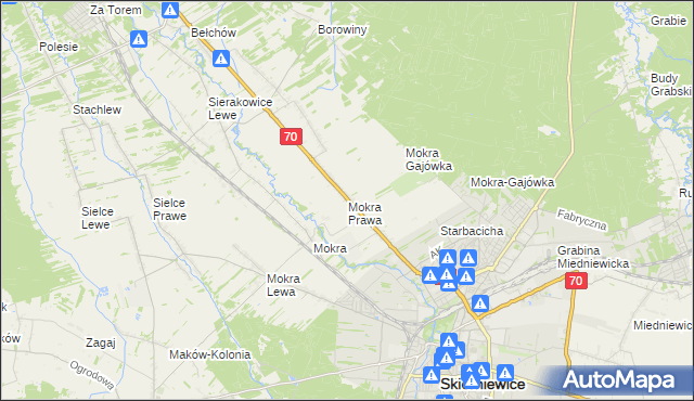 mapa Mokra Prawa, Mokra Prawa na mapie Targeo