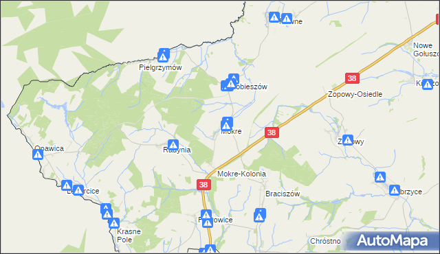 mapa Mokre gmina Głubczyce, Mokre gmina Głubczyce na mapie Targeo