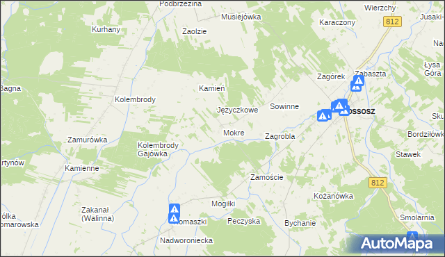 mapa Mokre gmina Rossosz, Mokre gmina Rossosz na mapie Targeo