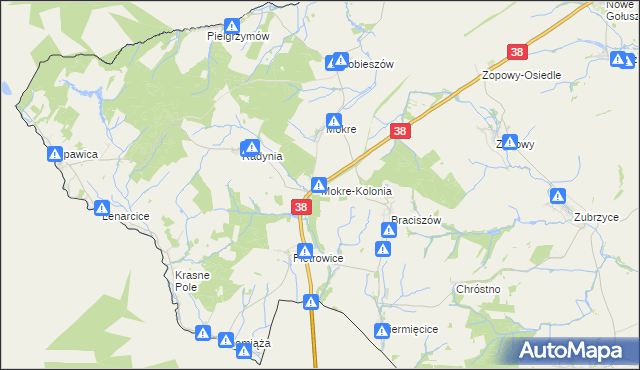 mapa Mokre-Kolonia, Mokre-Kolonia na mapie Targeo